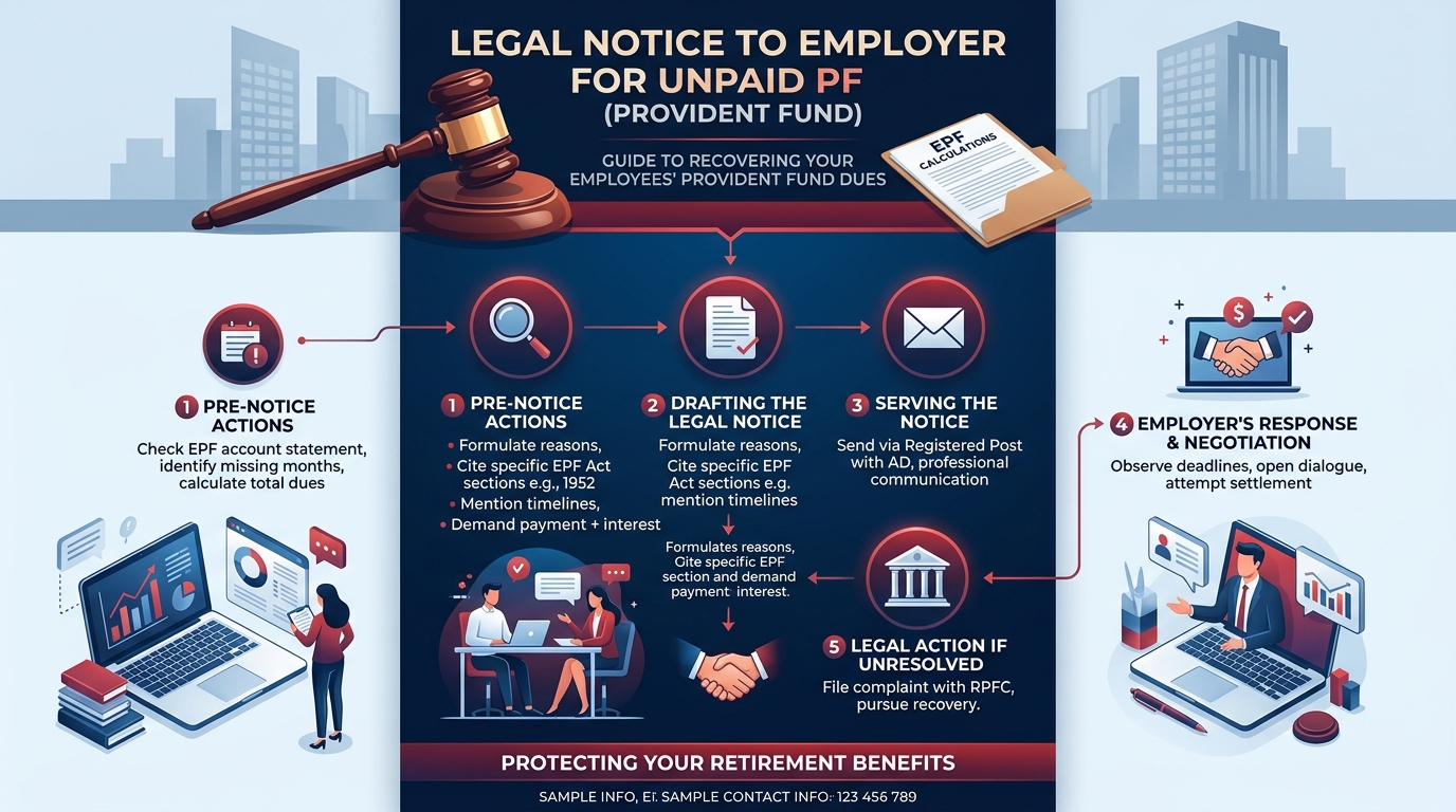 Legal Notice to Employer for Not Paying PF Provident Fund Infographic Guide