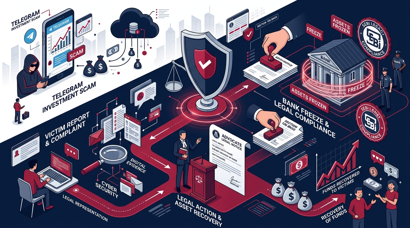 Infographic: Telegram Trading Scam Legal Notice and Fund Recovery Pipeline in India